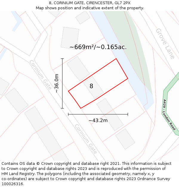 8, CORINIUM GATE, CIRENCESTER, GL7 2PX: Plot and title map