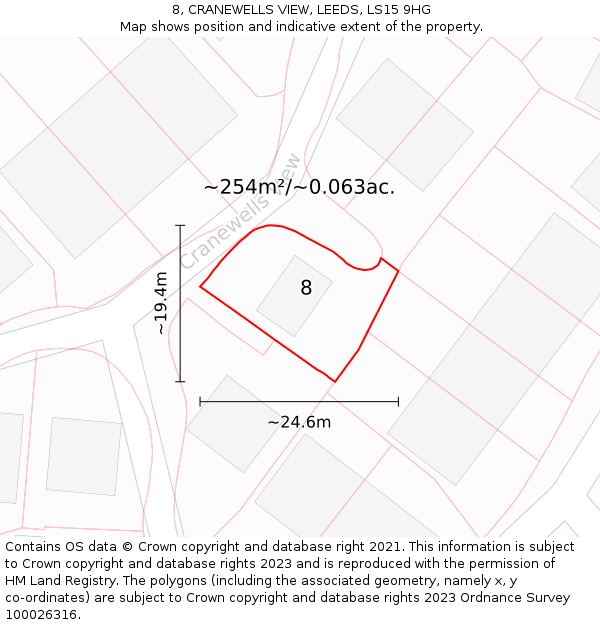 8, CRANEWELLS VIEW, LEEDS, LS15 9HG: Plot and title map