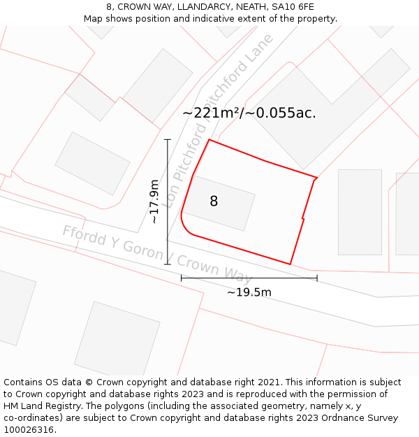 8, CROWN WAY, LLANDARCY, NEATH, SA10 6FE: Plot and title map