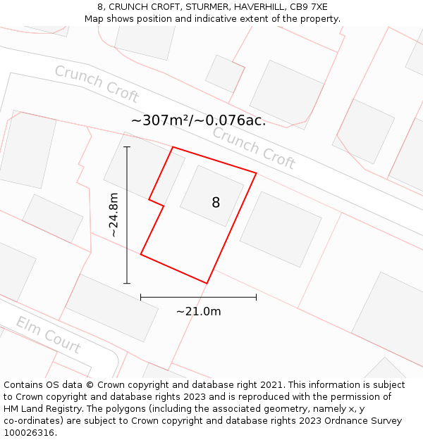 8, CRUNCH CROFT, STURMER, HAVERHILL, CB9 7XE: Plot and title map