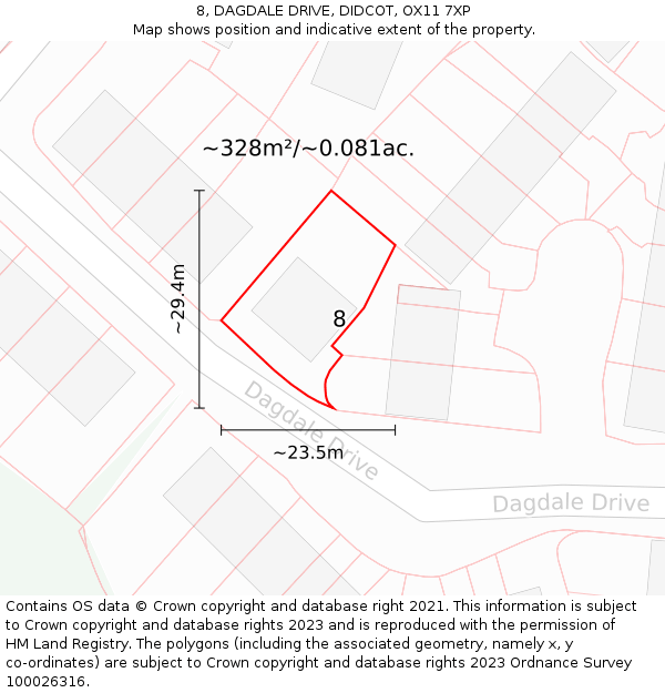 8, DAGDALE DRIVE, DIDCOT, OX11 7XP: Plot and title map