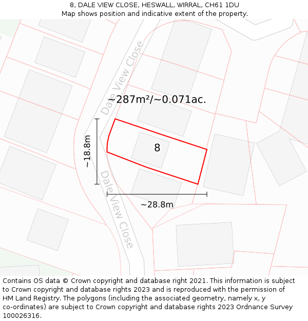 8, DALE VIEW CLOSE, HESWALL, WIRRAL, CH61 1DU: Plot and title map