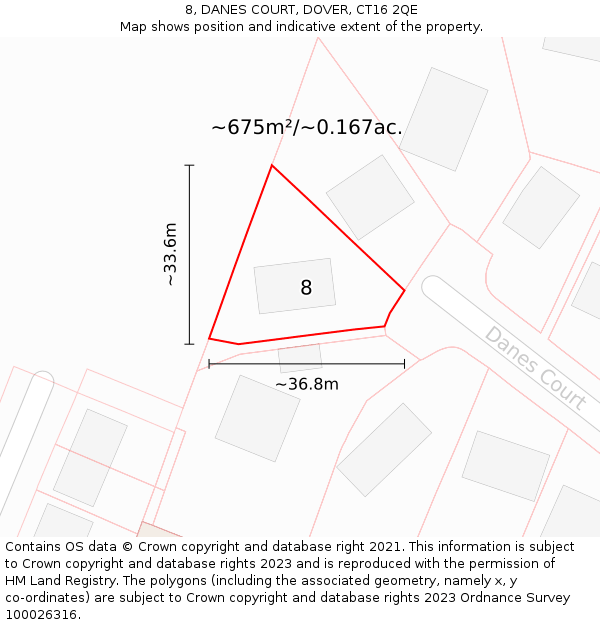 8, DANES COURT, DOVER, CT16 2QE: Plot and title map