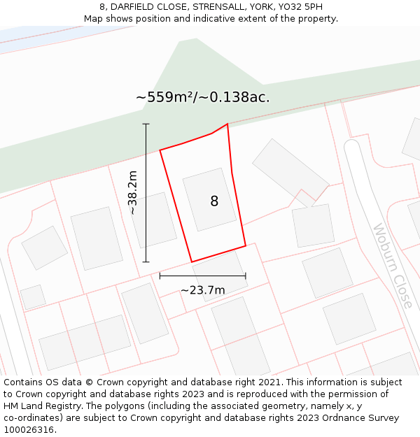 8, DARFIELD CLOSE, STRENSALL, YORK, YO32 5PH: Plot and title map