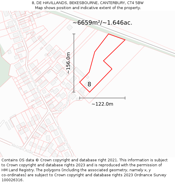 8, DE HAVILLANDS, BEKESBOURNE, CANTERBURY, CT4 5BW: Plot and title map