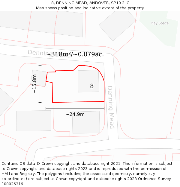 8, DENNING MEAD, ANDOVER, SP10 3LG: Plot and title map