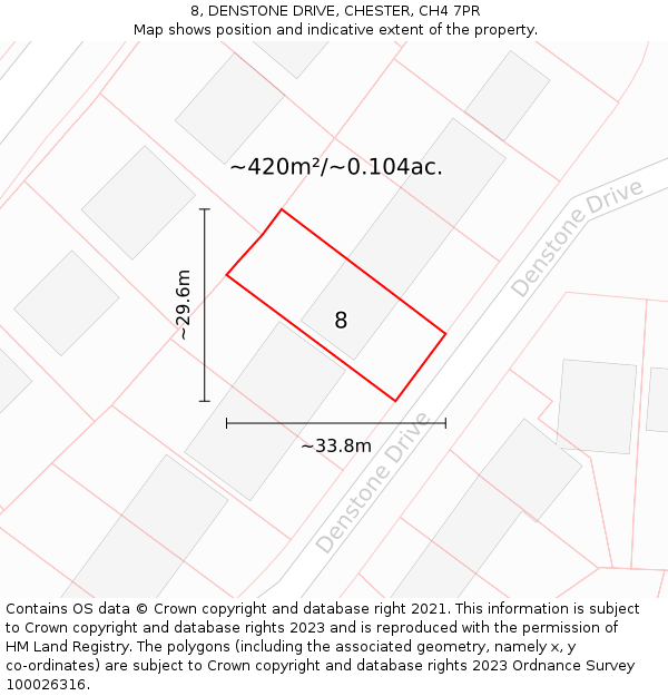8, DENSTONE DRIVE, CHESTER, CH4 7PR: Plot and title map