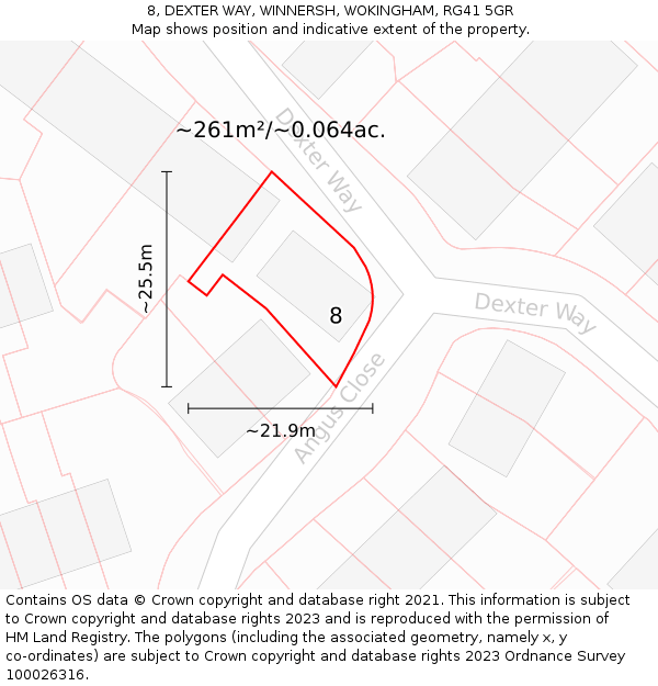8, DEXTER WAY, WINNERSH, WOKINGHAM, RG41 5GR: Plot and title map