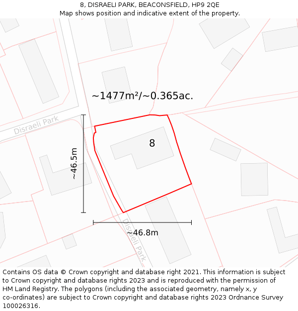 8, DISRAELI PARK, BEACONSFIELD, HP9 2QE: Plot and title map