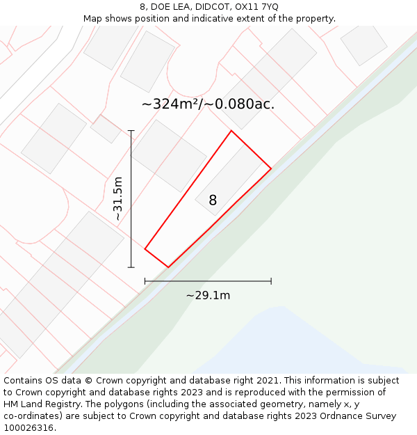 8, DOE LEA, DIDCOT, OX11 7YQ: Plot and title map