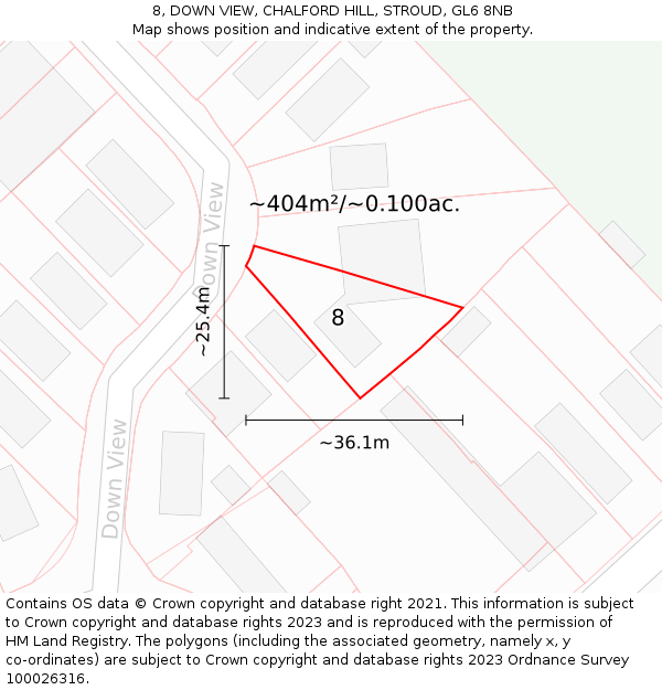 8, DOWN VIEW, CHALFORD HILL, STROUD, GL6 8NB: Plot and title map