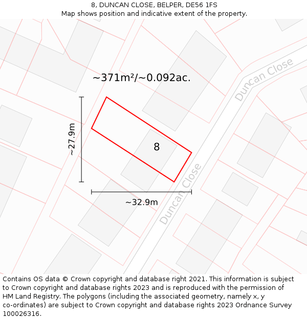 8, DUNCAN CLOSE, BELPER, DE56 1FS: Plot and title map