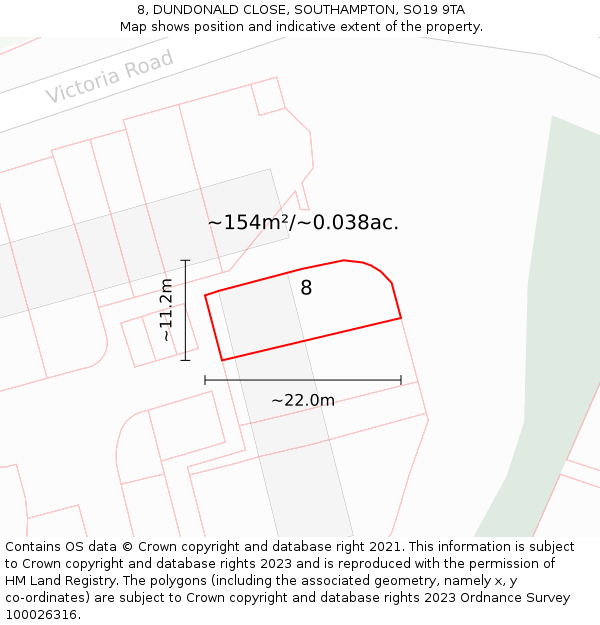 8, DUNDONALD CLOSE, SOUTHAMPTON, SO19 9TA: Plot and title map