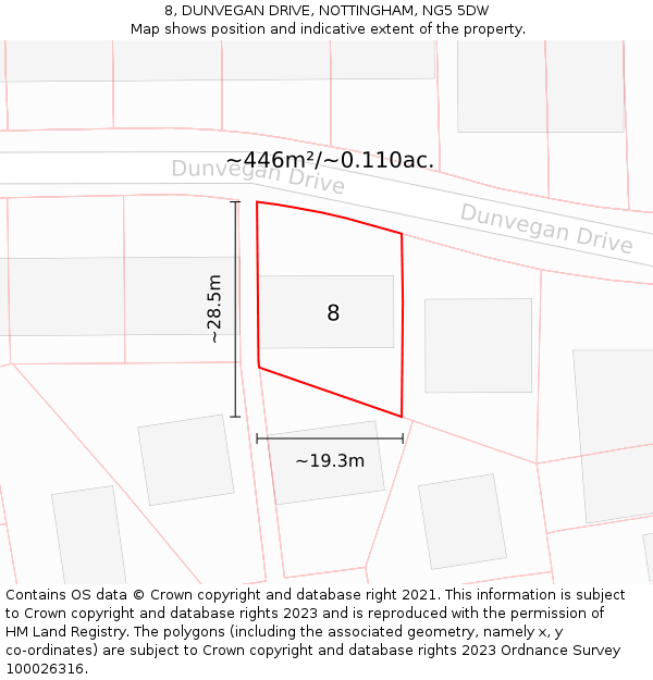 8, DUNVEGAN DRIVE, NOTTINGHAM, NG5 5DW: Plot and title map