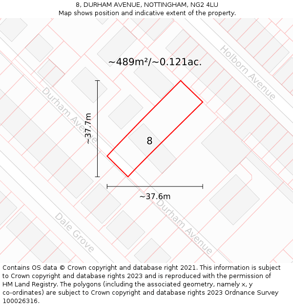 8, DURHAM AVENUE, NOTTINGHAM, NG2 4LU: Plot and title map
