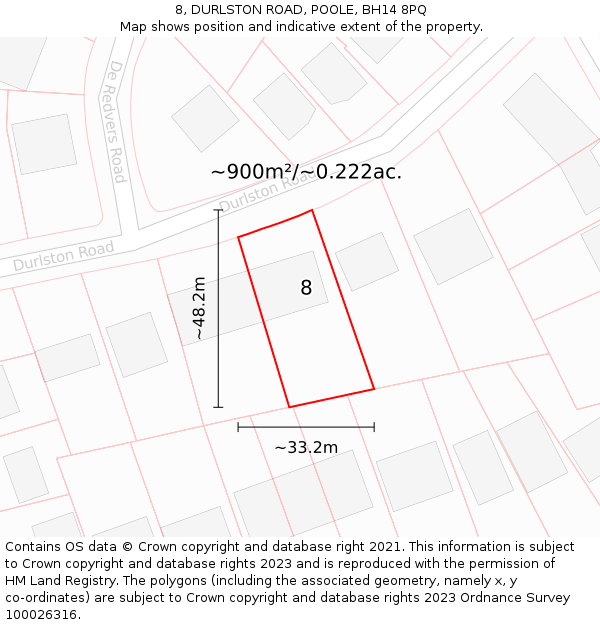 8, DURLSTON ROAD, POOLE, BH14 8PQ: Plot and title map