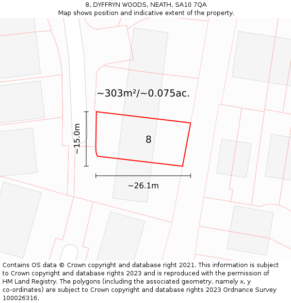 8, DYFFRYN WOODS, NEATH, SA10 7QA: Plot and title map
