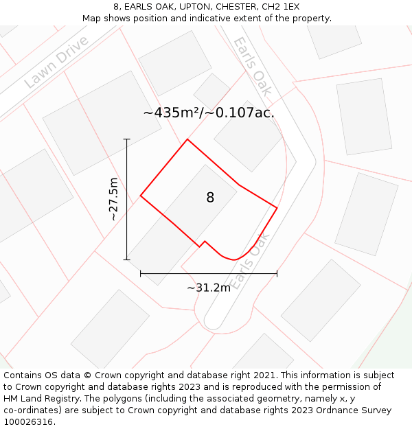 8, EARLS OAK, UPTON, CHESTER, CH2 1EX: Plot and title map