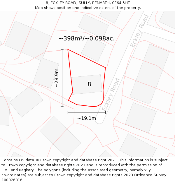 8, ECKLEY ROAD, SULLY, PENARTH, CF64 5HT: Plot and title map