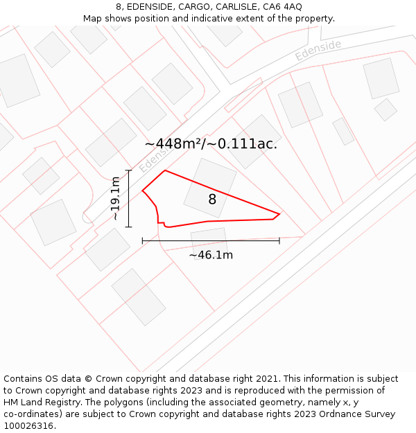 8, EDENSIDE, CARGO, CARLISLE, CA6 4AQ: Plot and title map
