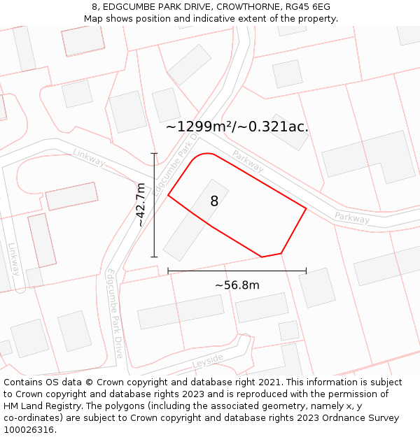 8, EDGCUMBE PARK DRIVE, CROWTHORNE, RG45 6EG: Plot and title map