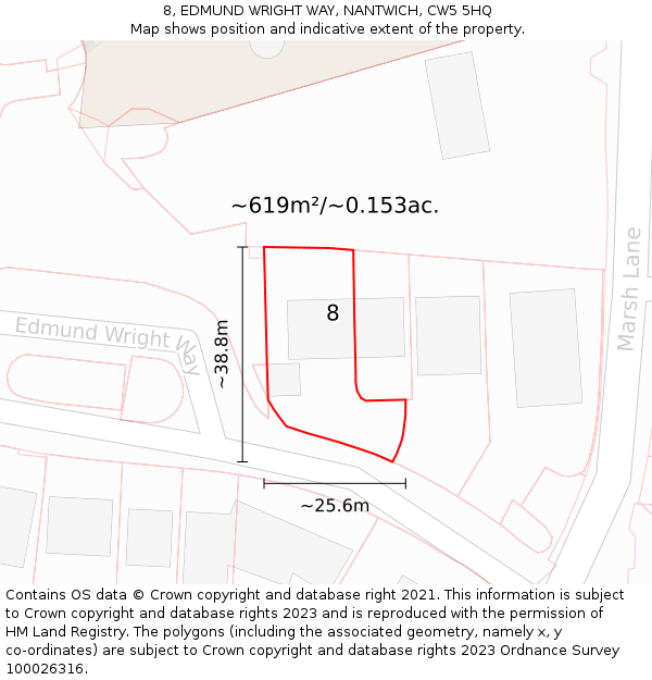 8, EDMUND WRIGHT WAY, NANTWICH, CW5 5HQ: Plot and title map