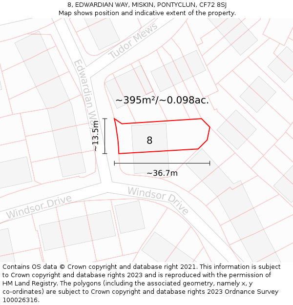 8, EDWARDIAN WAY, MISKIN, PONTYCLUN, CF72 8SJ: Plot and title map