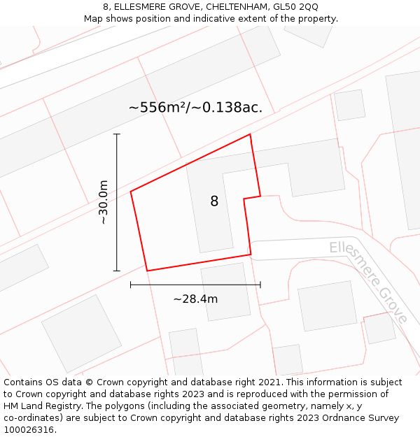 8, ELLESMERE GROVE, CHELTENHAM, GL50 2QQ: Plot and title map