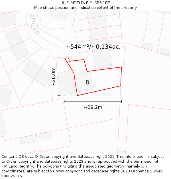 8, ELMFIELD, ELY, CB6 1BE: Plot and title map