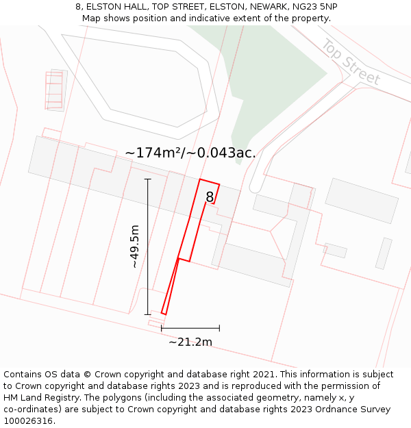 8, ELSTON HALL, TOP STREET, ELSTON, NEWARK, NG23 5NP: Plot and title map