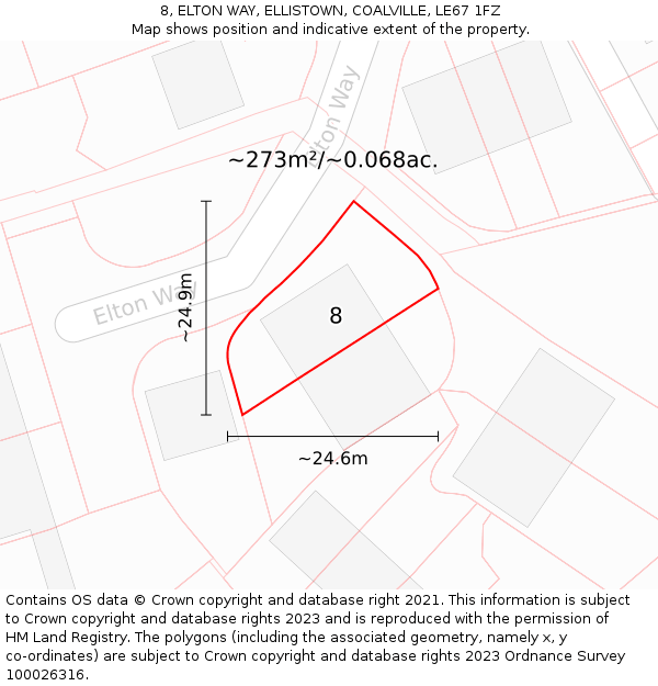 8, ELTON WAY, ELLISTOWN, COALVILLE, LE67 1FZ: Plot and title map
