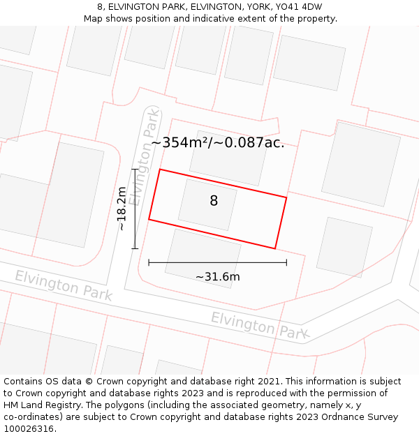 8, ELVINGTON PARK, ELVINGTON, YORK, YO41 4DW: Plot and title map