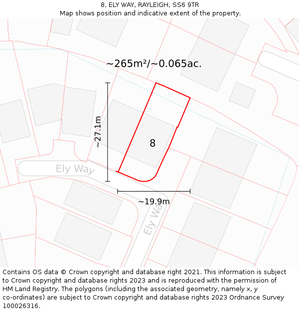 8, ELY WAY, RAYLEIGH, SS6 9TR: Plot and title map