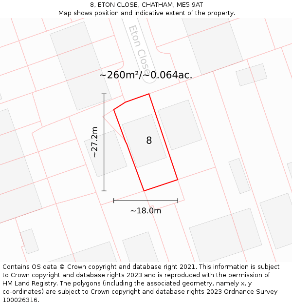 8, ETON CLOSE, CHATHAM, ME5 9AT: Plot and title map
