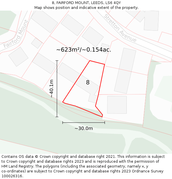 8, FAIRFORD MOUNT, LEEDS, LS6 4QY: Plot and title map