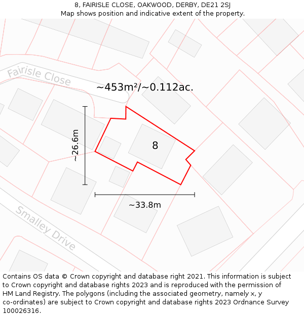 8, FAIRISLE CLOSE, OAKWOOD, DERBY, DE21 2SJ: Plot and title map
