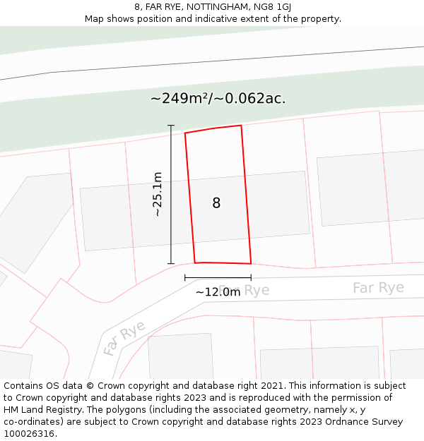 8, FAR RYE, NOTTINGHAM, NG8 1GJ: Plot and title map