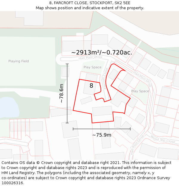 8, FARCROFT CLOSE, STOCKPORT, SK2 5EE: Plot and title map