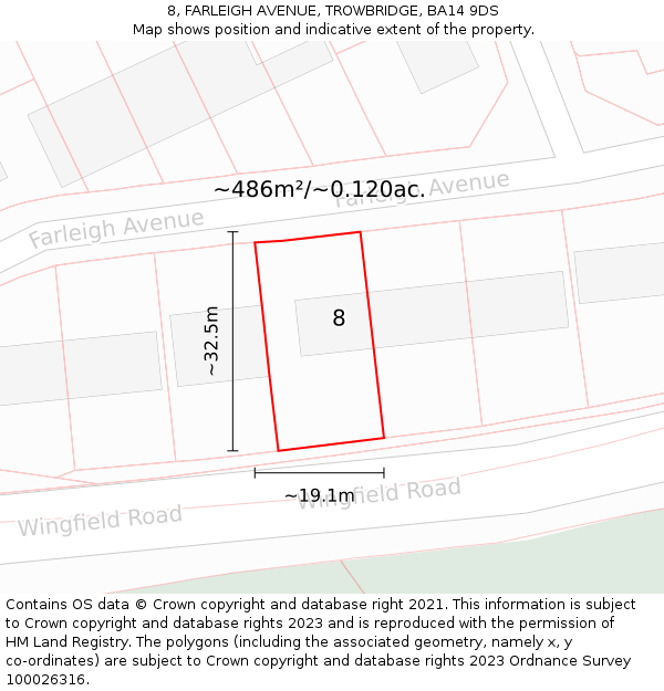 8, FARLEIGH AVENUE, TROWBRIDGE, BA14 9DS: Plot and title map