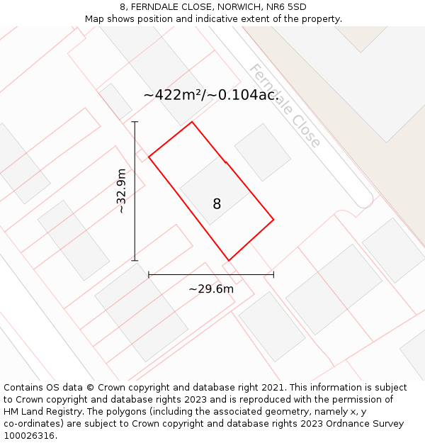 8, FERNDALE CLOSE, NORWICH, NR6 5SD: Plot and title map