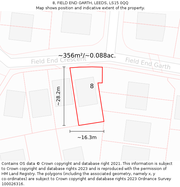 8, FIELD END GARTH, LEEDS, LS15 0QQ: Plot and title map