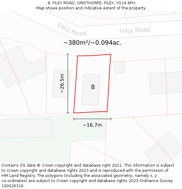 8, FILEY ROAD, GRISTHORPE, FILEY, YO14 9PH: Plot and title map