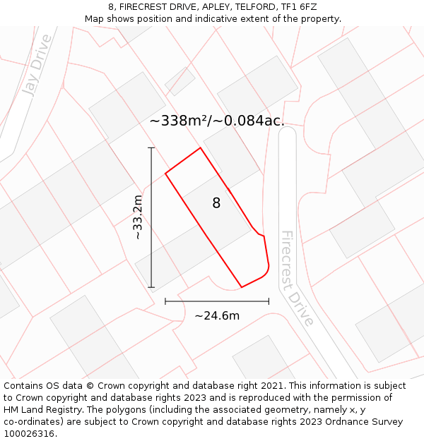 8, FIRECREST DRIVE, APLEY, TELFORD, TF1 6FZ: Plot and title map