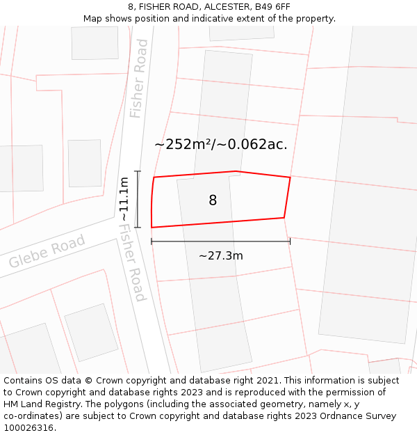 8, FISHER ROAD, ALCESTER, B49 6FF: Plot and title map