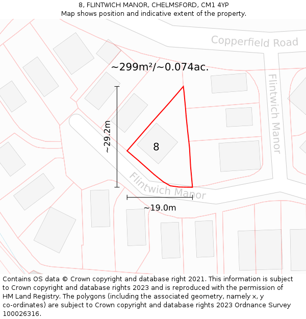 8, FLINTWICH MANOR, CHELMSFORD, CM1 4YP: Plot and title map