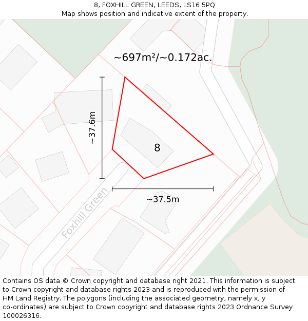 8, FOXHILL GREEN, LEEDS, LS16 5PQ: Plot and title map