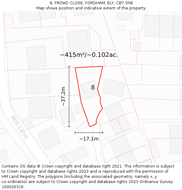 8, FROWD CLOSE, FORDHAM, ELY, CB7 5NE: Plot and title map