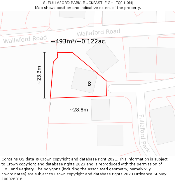8, FULLAFORD PARK, BUCKFASTLEIGH, TQ11 0NJ: Plot and title map