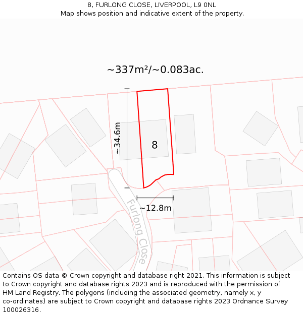 8, FURLONG CLOSE, LIVERPOOL, L9 0NL: Plot and title map
