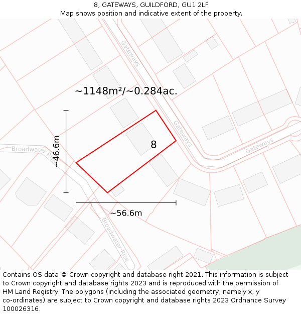 8, GATEWAYS, GUILDFORD, GU1 2LF: Plot and title map